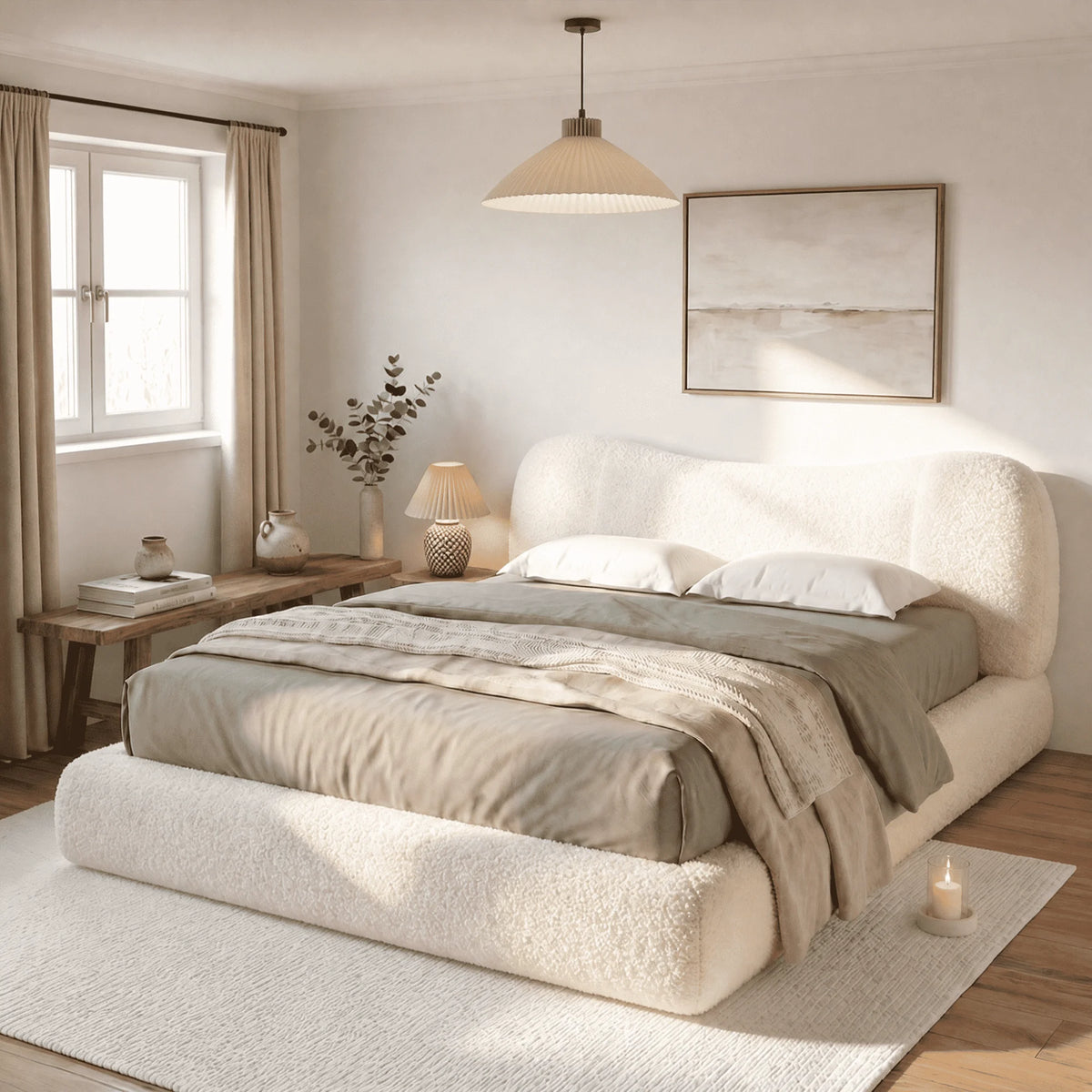 Cloud Bed Frame with 5.9" Detachable Headboard, No Assembly Required Beds All-Foam Boneless, Noise-Free, No Box Spring Needed