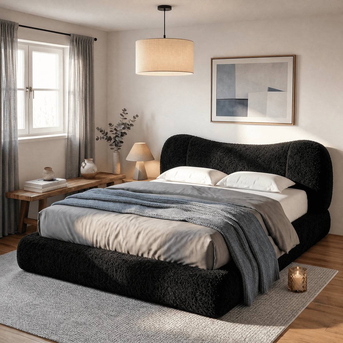 Cloud Bed Frame with 5.9" Detachable Headboard, No Assembly Required Beds All-Foam Boneless, Noise-Free, No Box Spring Needed