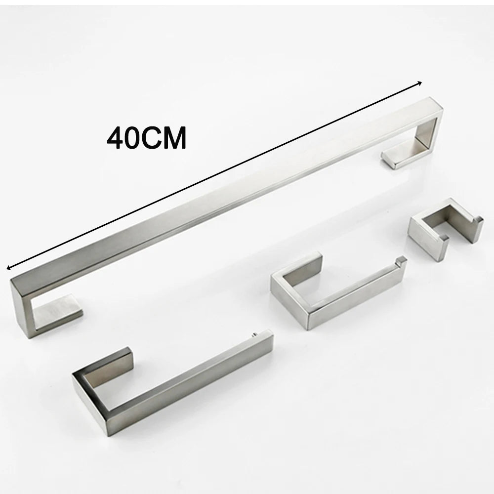 Bathroom Accessories Set Toilet Roll Paper Towel Holder Hook Bar Stainless Steel Bedroom Wall Mounted Kitchen Bath Hardware Kit