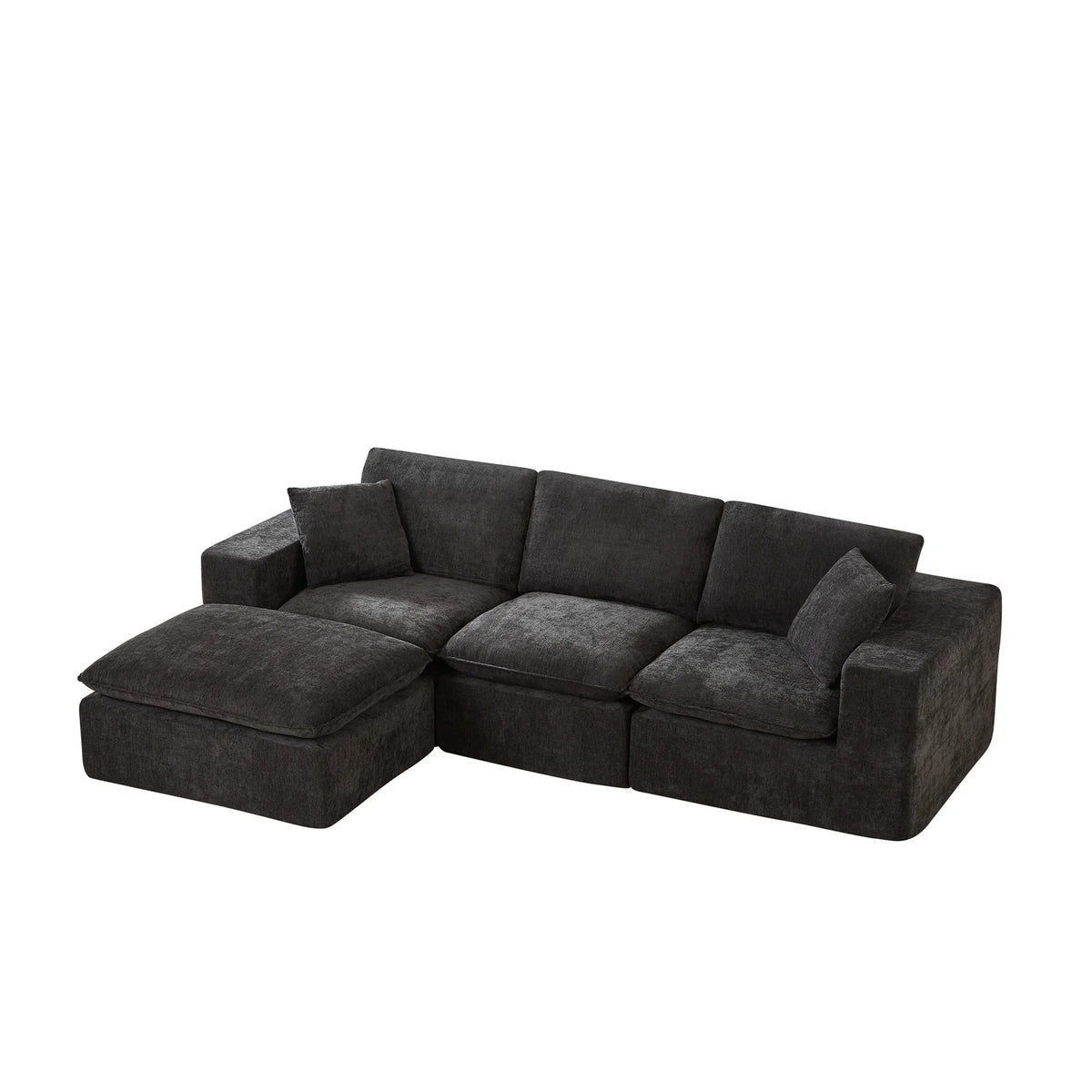108" L Shaped Sectional Sofa Modular Sofa Couch Deep Seat with Movable Ottoman 4 Seater Chenille Sofa for Living Room,Apartment