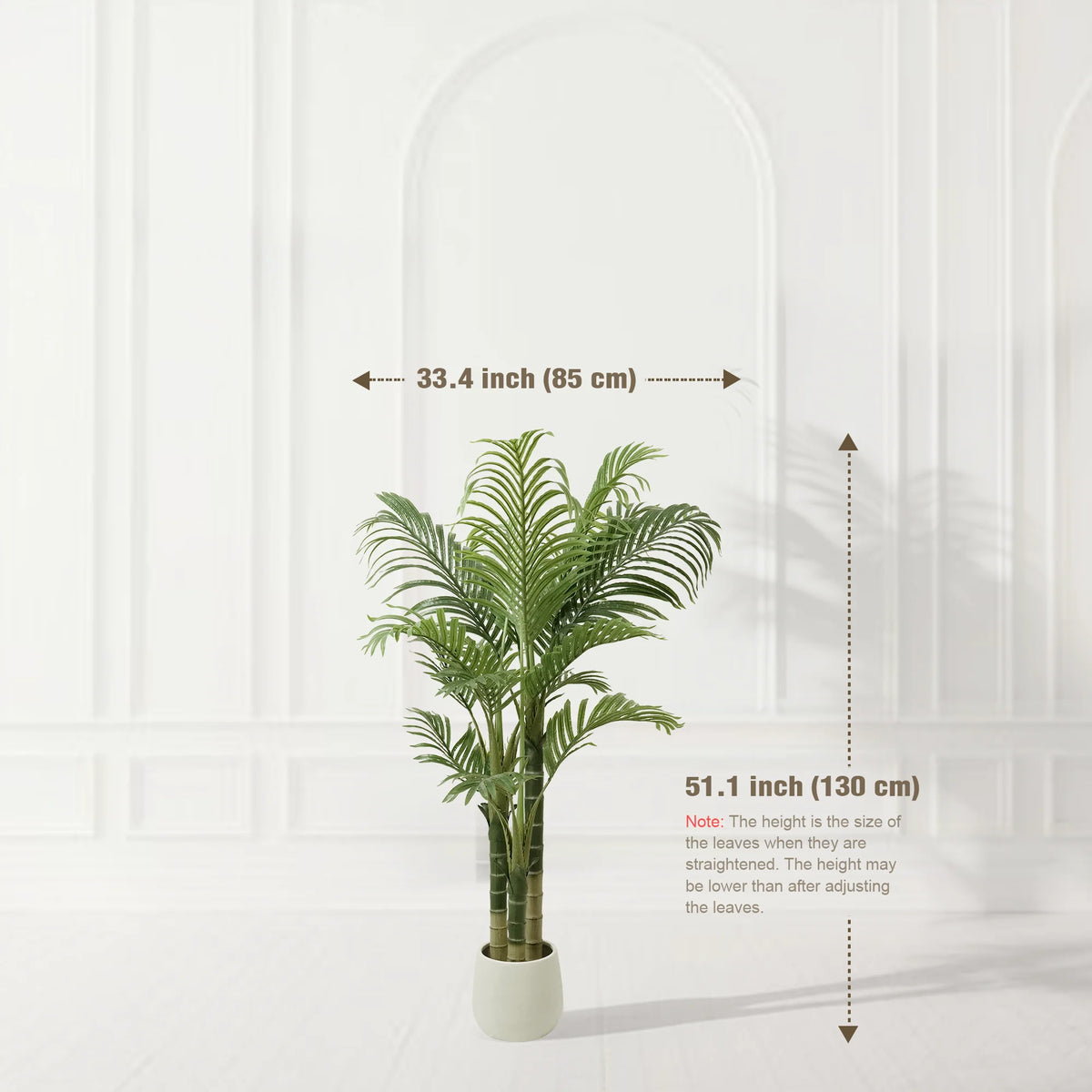 4/5/6FT Artificial Areca Palm Tree with White Pot, 3-Trunk Faux Tropical Palm Plant, Realistic Indoor Fake Tree for Home Office Living Room Decor