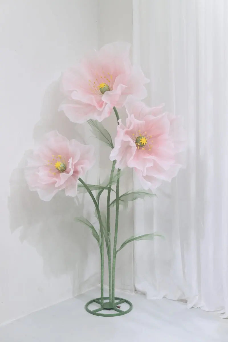 Waterproof Giant Silk Decorative Poppy Big Artificial Flowers Wedding Road Lead Flower Backdrop Decoration With Stand Home Decor