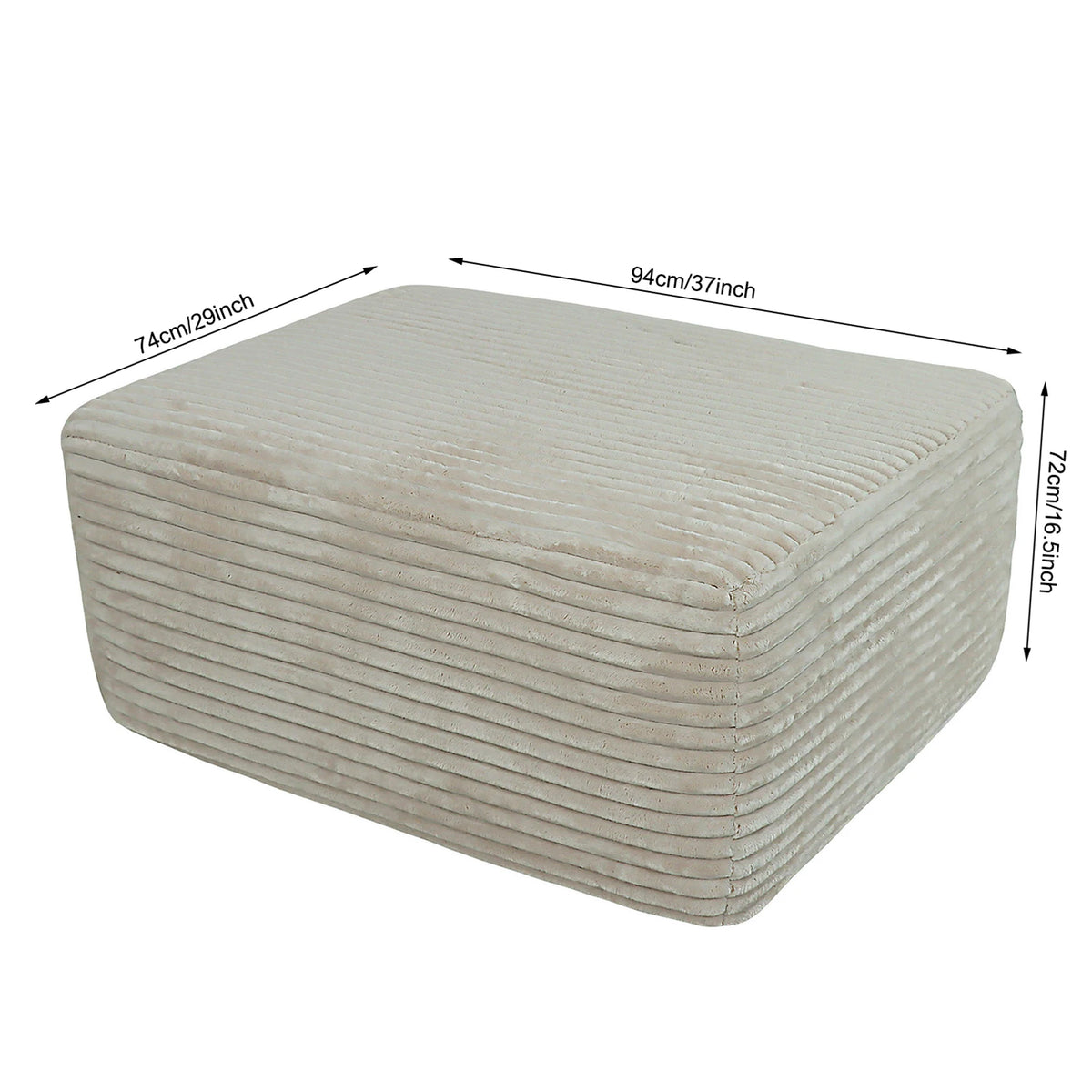 Plush Ottoman Sofa Bench Upholstered Cloud Ottoman Comfortable Supportive Modular Sectional Couch for Living Room Beige