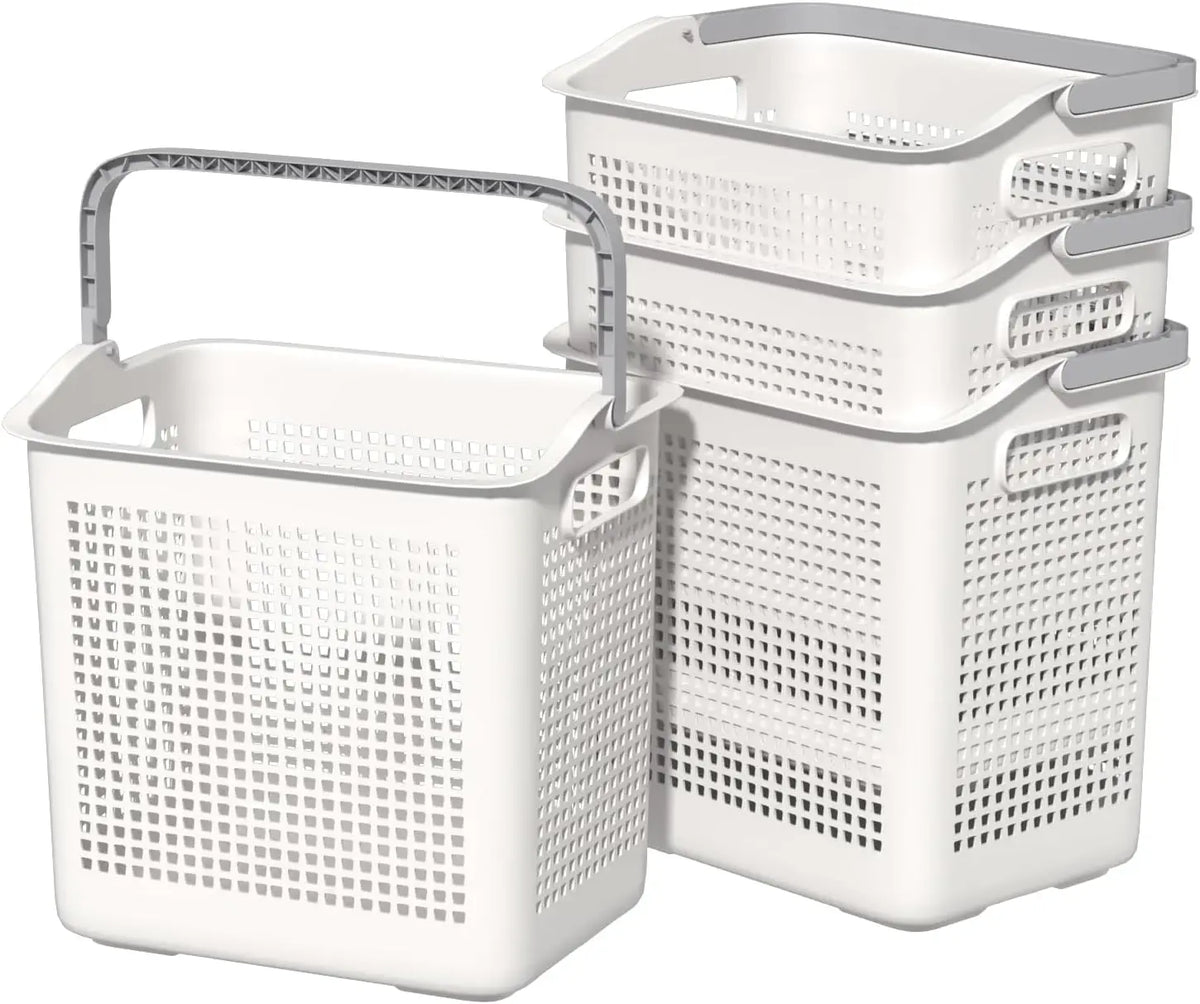 40L Plastic Laundry Hamper, 4-Pack Laundry Basket with Handle