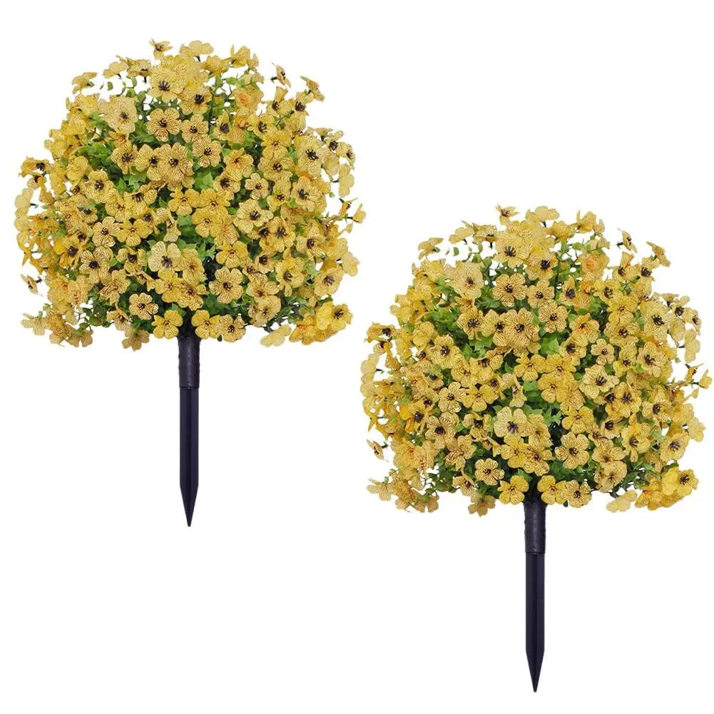 Artificial Flowers with Ground Stakes for Outdoors 2pcs UV Resistant Faux Topiary Ball Plants for Garden Porch Patio Yard Decor Planters And Landscaping