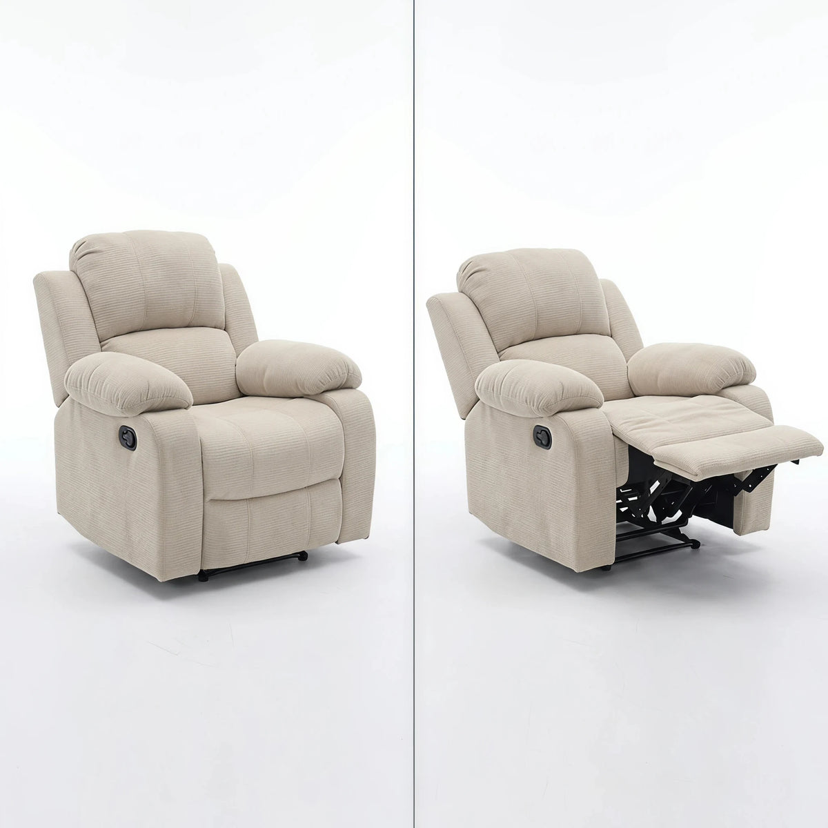 35.43-Inch Manual Armchair With Adjustable Backrest and Telescopic Footrest Single-Person Lounge Chair Equipped With Armrests for Living Room Bedroom Home Theater Children's Room and Apartment