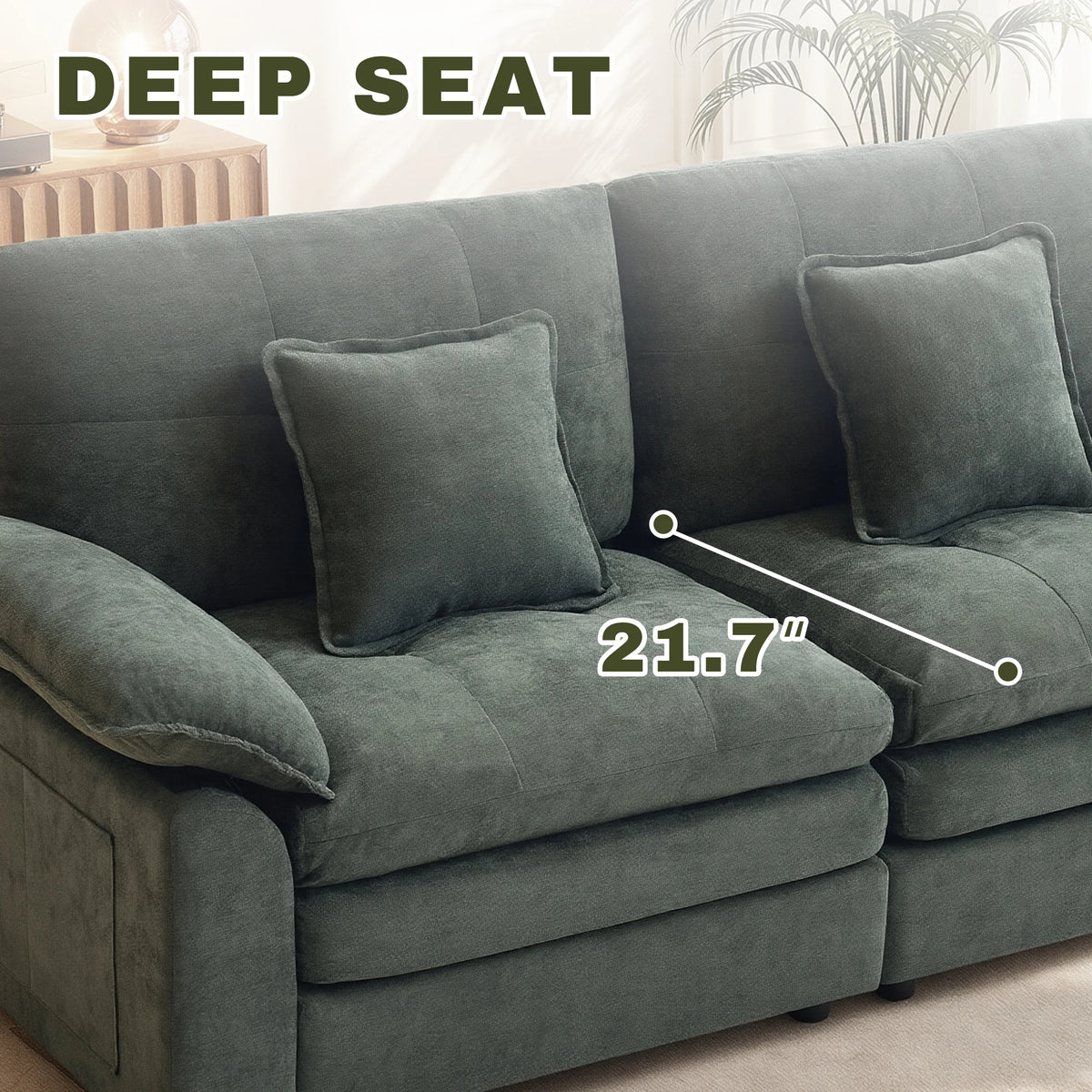 Comfortable Cloud‑Like 2 Seater Modular Sofa, Soft Chenille Upholstered Couch with Deep Seat Design for Living Room Bedroom Home Furniture