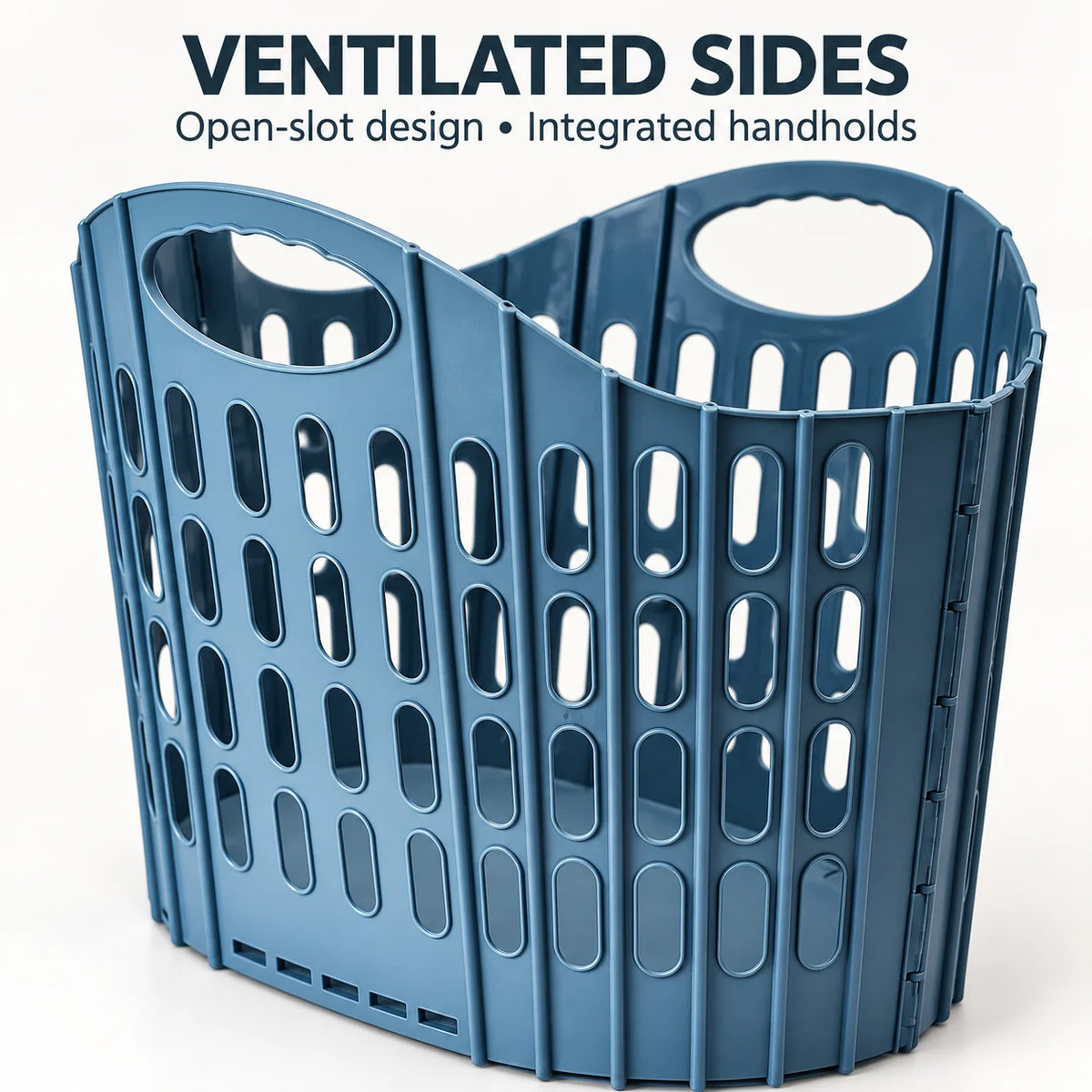 Ventilated Collapsible Laundry Basket Plastic Hamper with Integrated Handles for Bathroom Dorm and Home Use Top Quality
