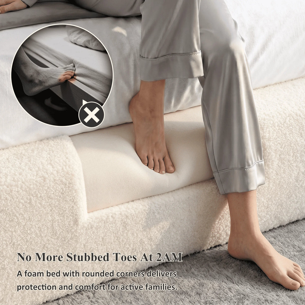 Cloud Bed Frame with 5.9" Detachable Headboard, No Assembly Required Beds All-Foam Boneless, Noise-Free, No Box Spring Needed