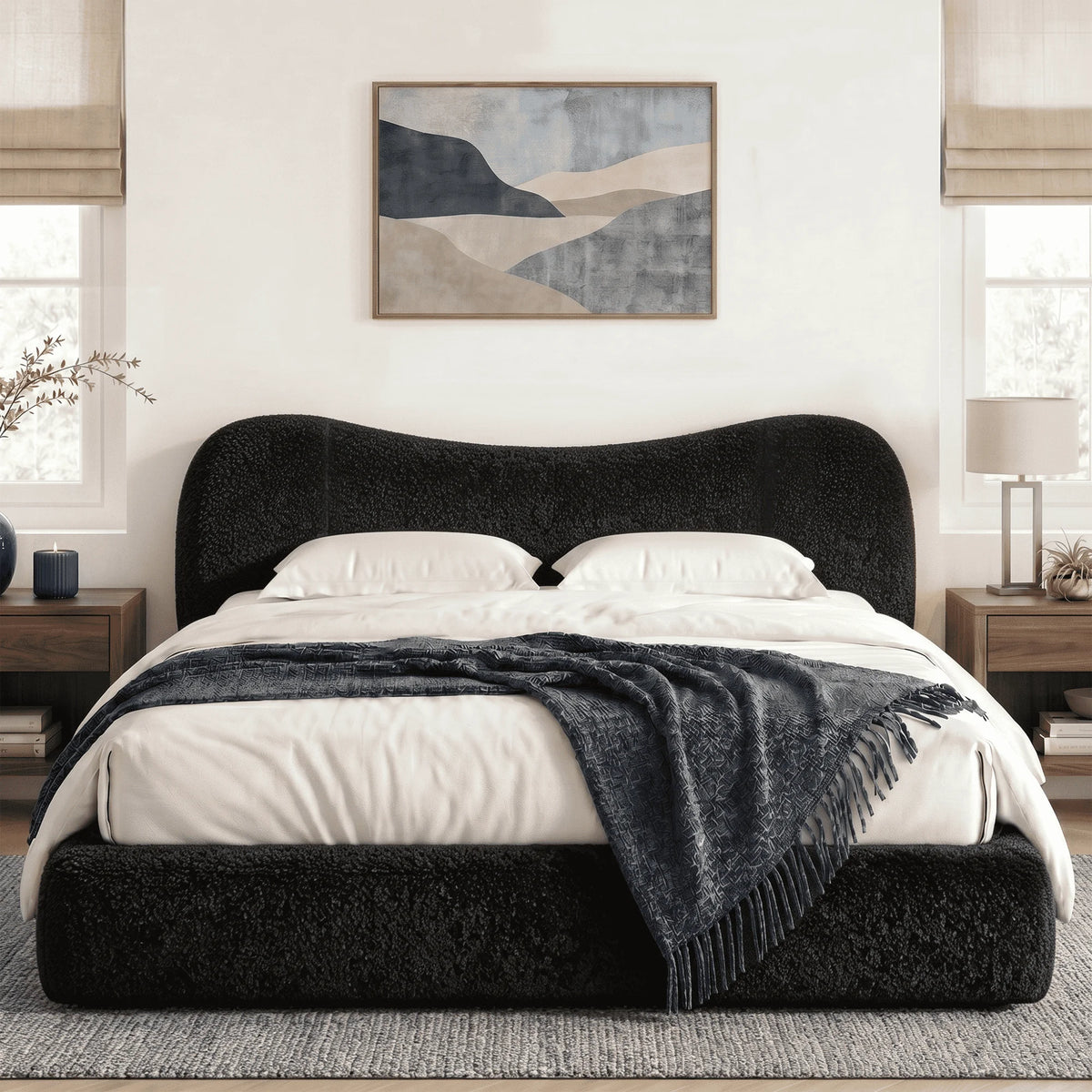 Cloud Bed Frame with 5.9" Detachable Headboard, No Assembly Required Beds All-Foam Boneless, Noise-Free, No Box Spring Needed