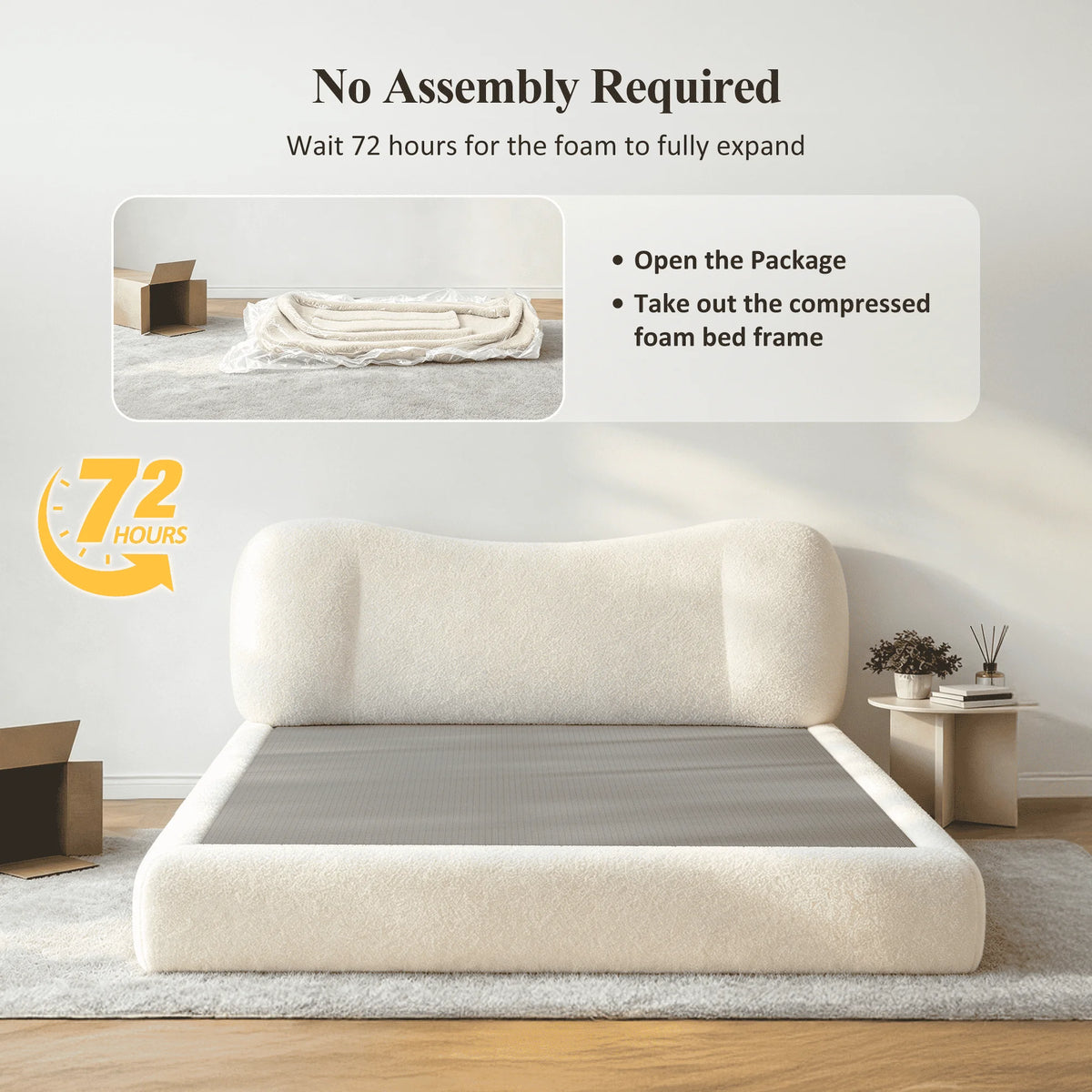 Cloud Bed Frame with 5.9" Detachable Headboard, No Assembly Required Beds All-Foam Boneless, Noise-Free, No Box Spring Needed