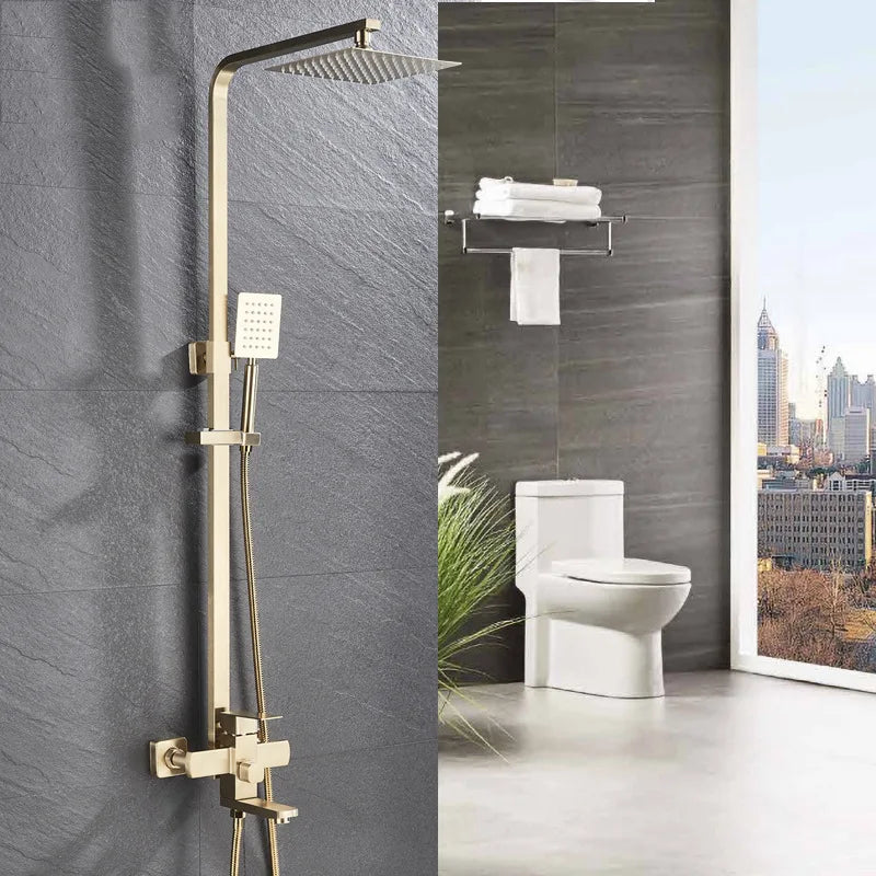 Bathroom 8" Rainfall Shower Faucet Bath Faucet Wall Mounted Swivel Bath Spout Shower Mixer Tap Shower Faucet Shower Set Mixer