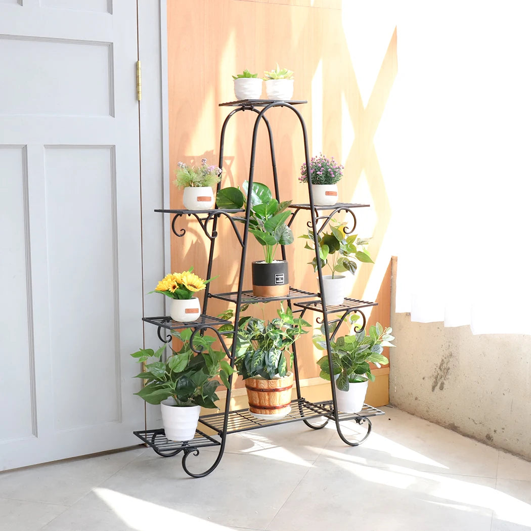 9 Tier Plant Stand Indoor Outdoor, Metal Multilayer Flower Shelf, Patio Garden Potted Plant Holder Display Rack for Plants Pots