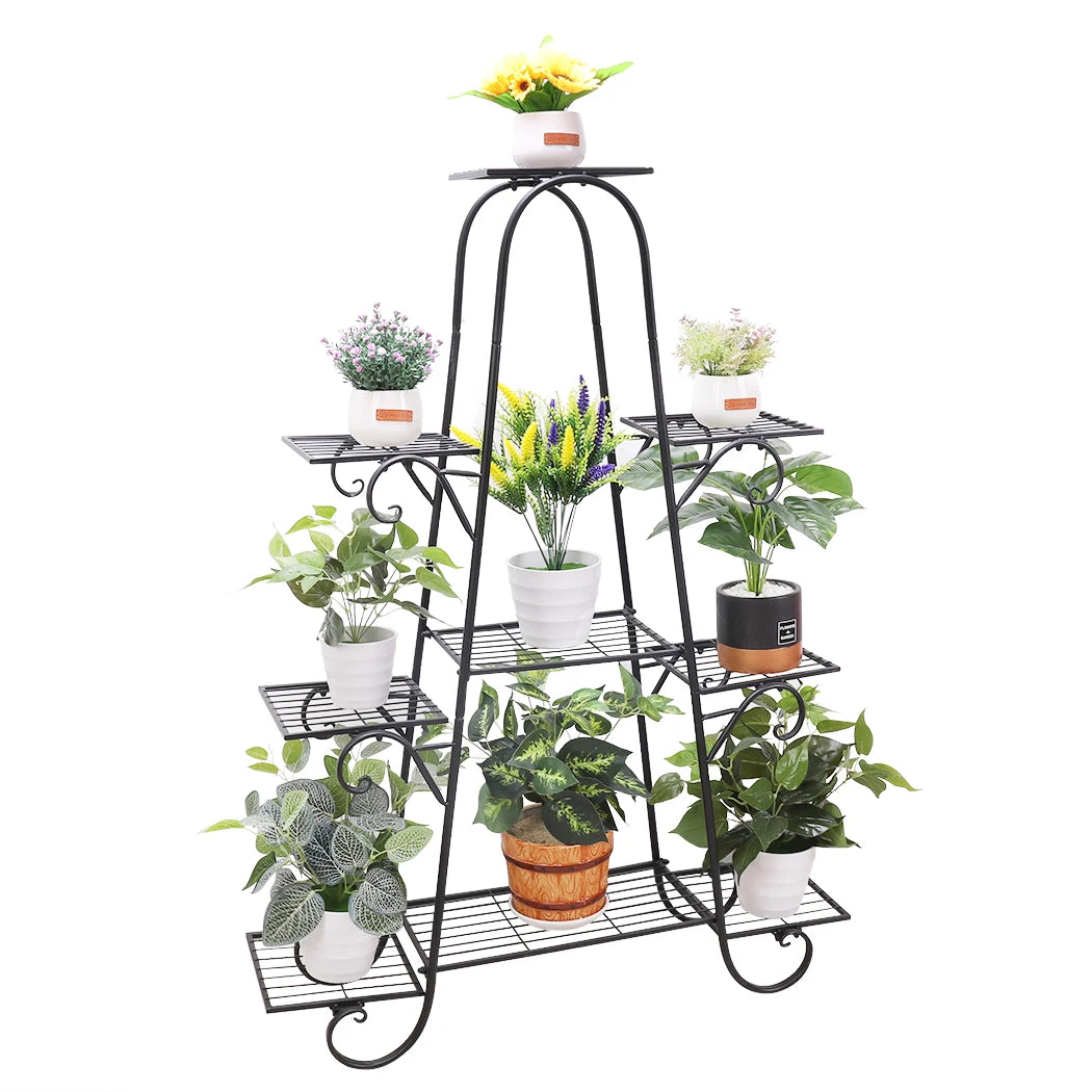 9 Tier Plant Stand Indoor Outdoor, Metal Multilayer Flower Shelf, Patio Garden Potted Plant Holder Display Rack for Plants Pots