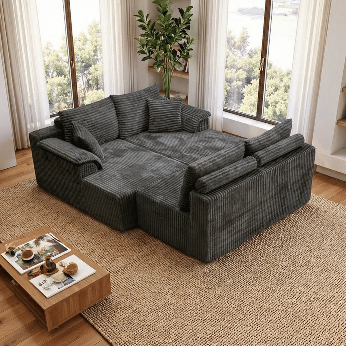 Freely Combinable U-Shaped Modular Sofa, Customizable Splicing Sectional Couch, Multiple Layout Options, High Resilience Cloud Soft Lounge Sofa, Perfect for Living Room, Game Room, Media Room, Small Apartment