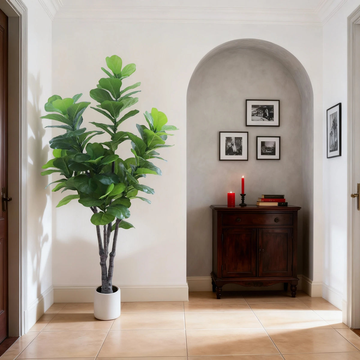 Lifelike Artificial Fiddle Leaf Fig Tree 6FT with Tall Exquisite Planter Faux Ficus Lyrata Fake Floor Plant with Lifelike Leaves& Pebbles, for Outdoor Indoor Home Office, Living Room Decor