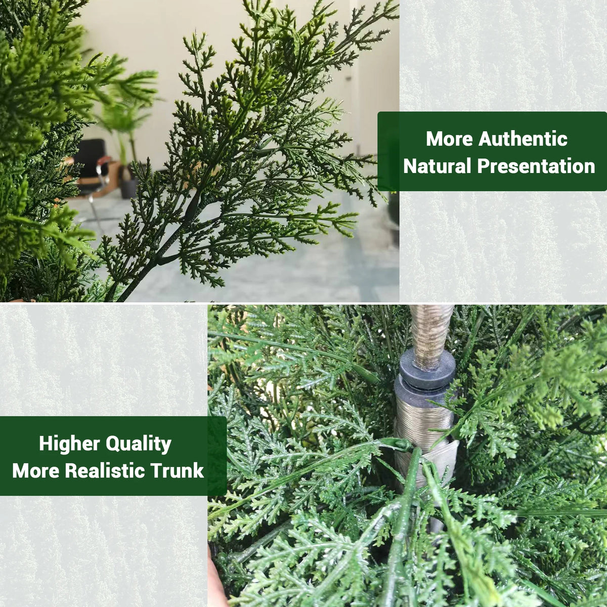 2pcs PE Artificial Cypress Trees, UV Protection, Outdoor Indoor Faux Pine Shrubs Plants in Black Pots for Garden, Patio, Porch, Home Décor 3-4FT