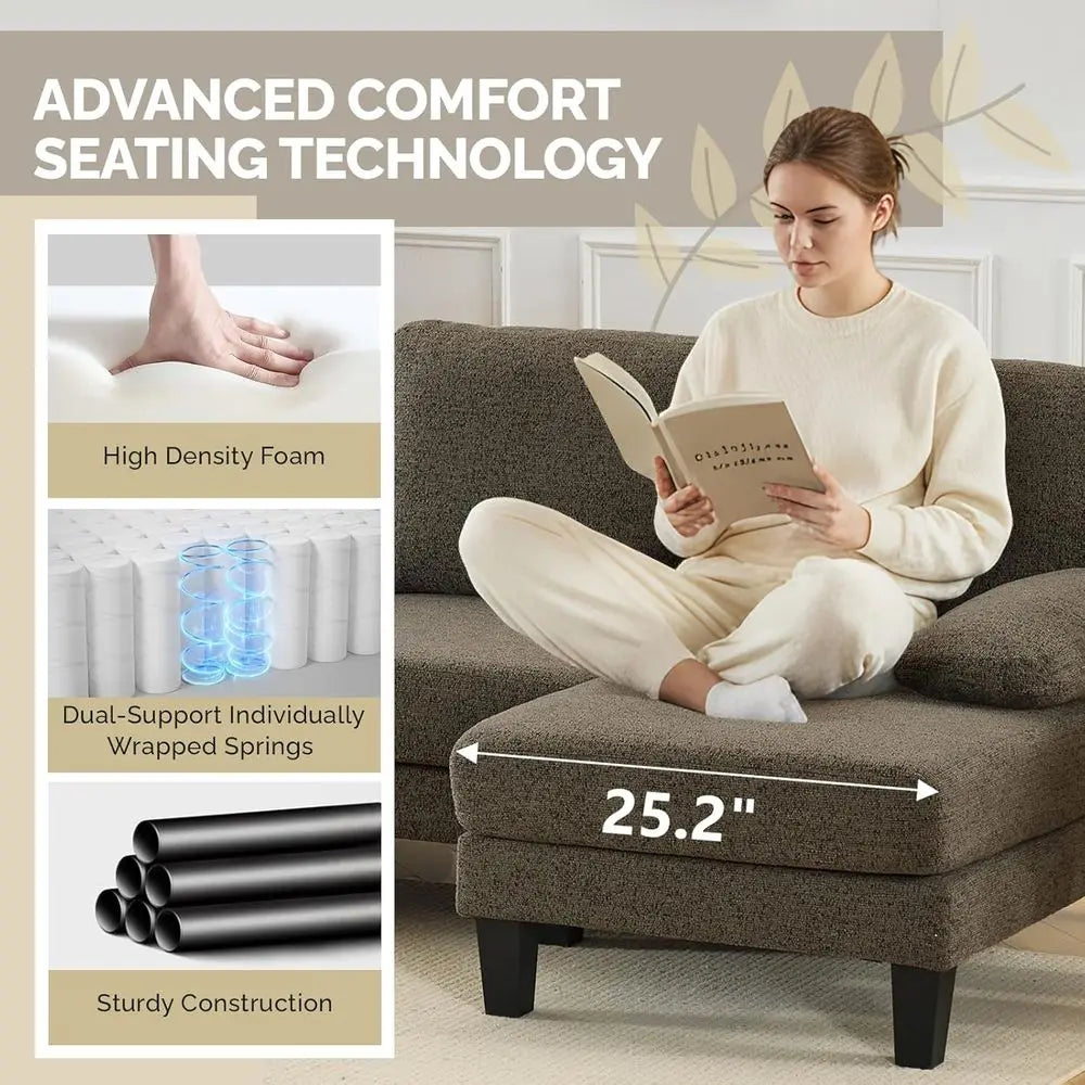 110' U-Shaped Sectional Couch with Two Chaise, Small Sofa with 4 Seats, Chenille fabric Comfy Couches or Living Room