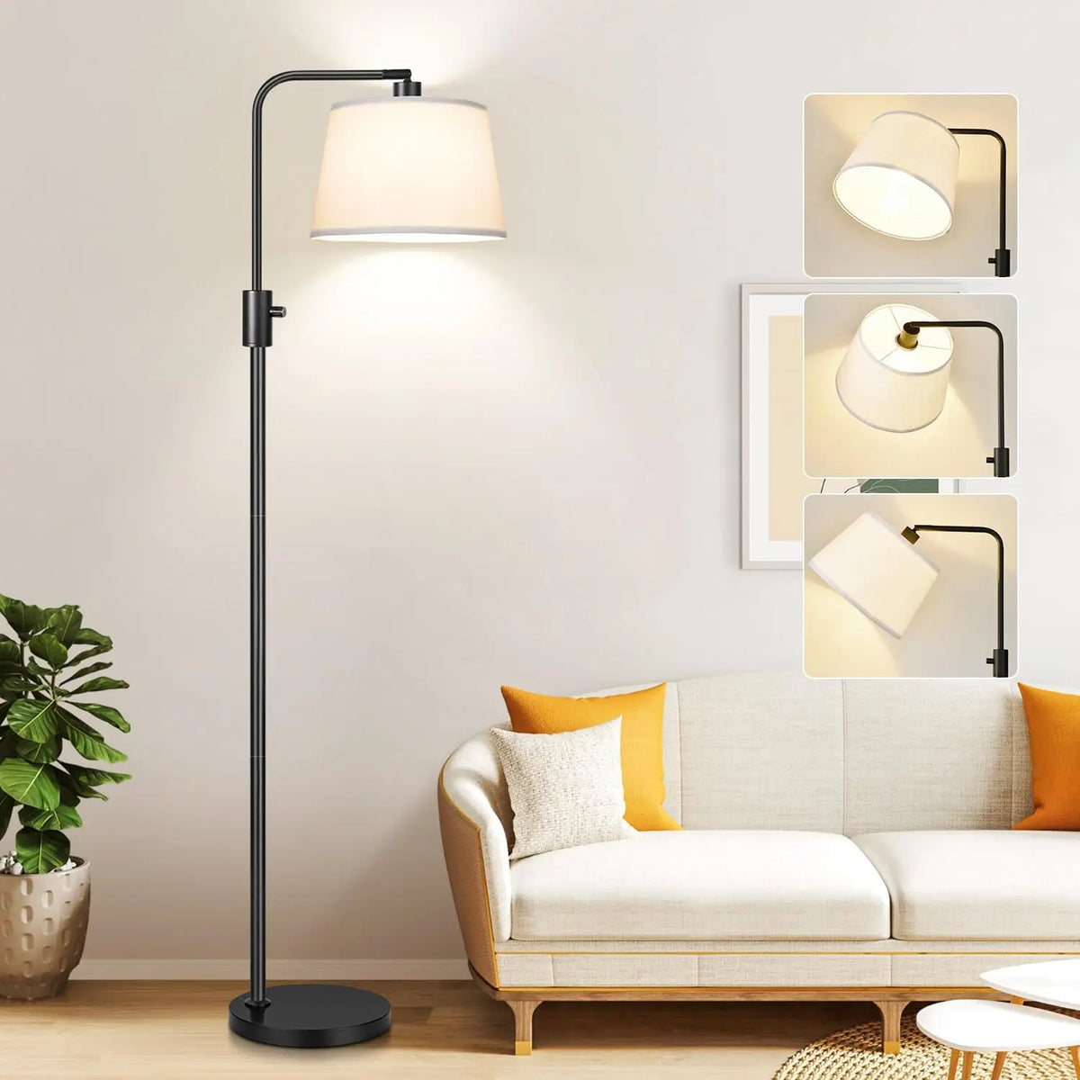 Upgraded Dimmable Floor Lamp, 1000 Lumens LED Bulb Included, Arc Floor Lamps for Living Room Modern Standing Lamp with Linen Shade