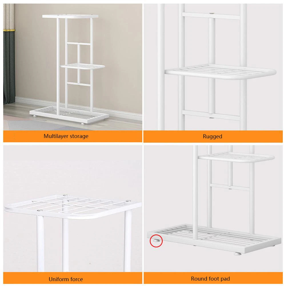 8 Tiers Metal Plant Stand, Indoor Outdoor 9 Potted Plant Holders, Tiered Plant Shelf, Metal Flower Display Rack For Garden