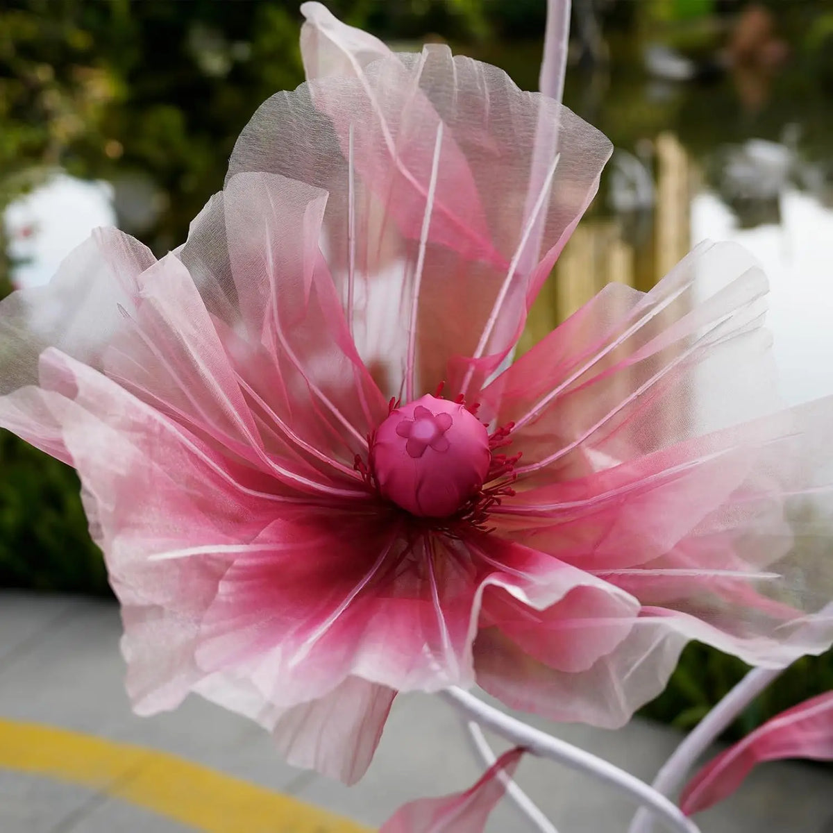 Giant Flowers For Decoration,66.9" Tall Floor Standing Life Size Silk Flower Decor - 3 Large Artificial Flowers With Stand