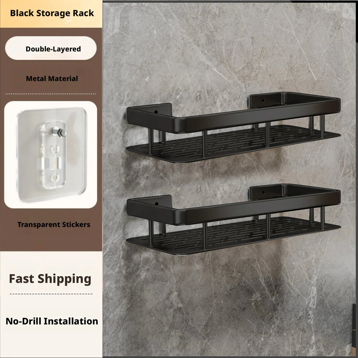 Bathroom Storage Rack, Bathroom Shelves, No-Drill Wall Mount Corner Shelf, Shower Storage Rack Holder