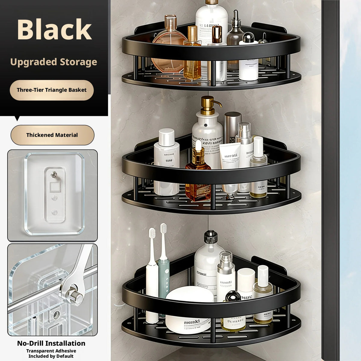 Bathroom Storage Rack, Bathroom Shelves, No-Drill Wall Mount Corner Shelf, Shower Storage Rack Holder