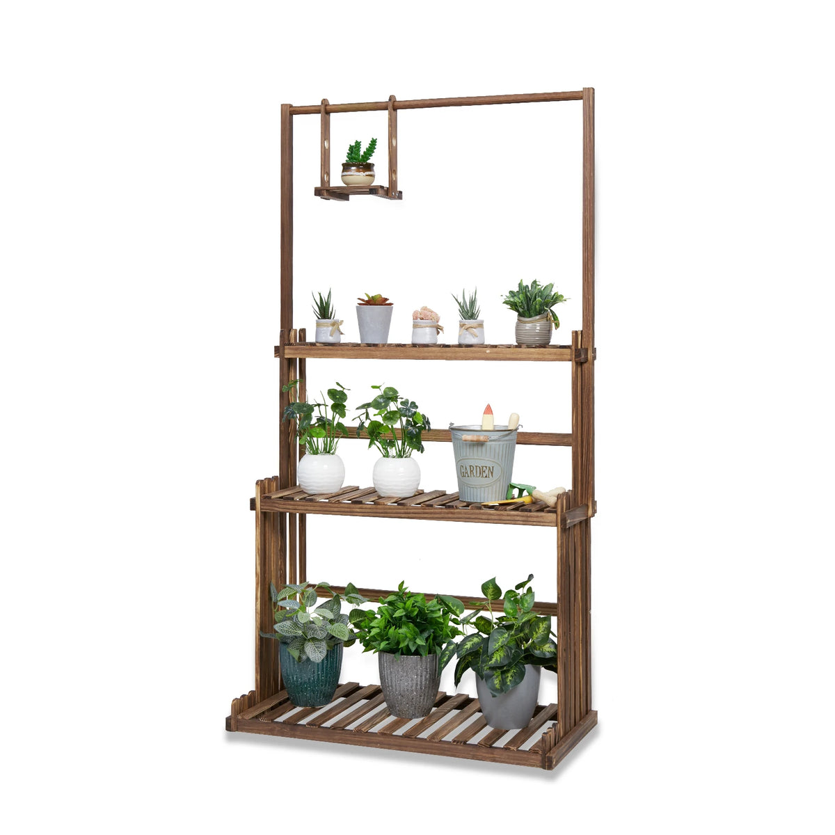 3 Tiers Wood Hanging Plant Stand Heavy Duty Garden Tall Flower Display Rack Holder