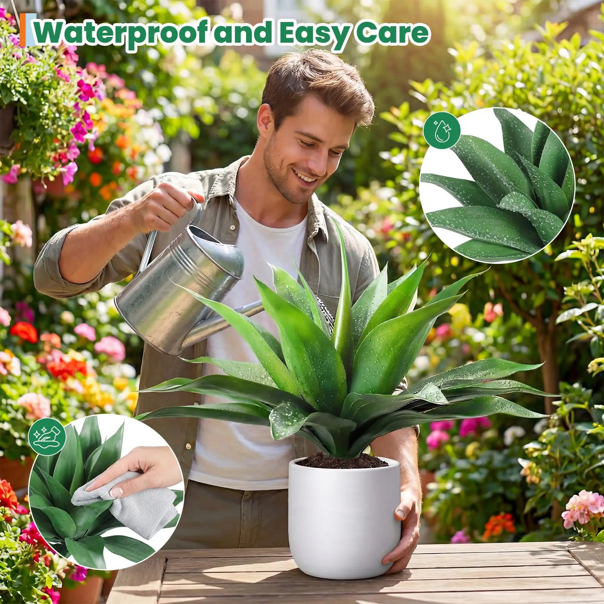 22" /28" Artificial Agave Plant with UV-Resistant Lifelike Leaves and Rosette Design, Large Faux Succulent Decor for Patio Porch Garden, Red, 22-Leaf/29-Leaf