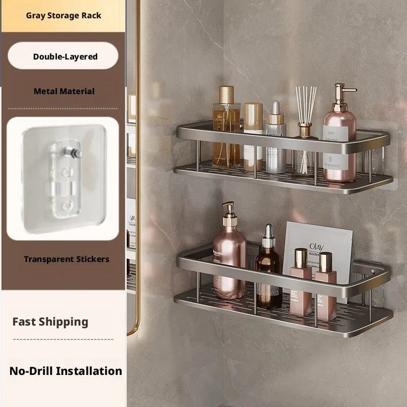 Bathroom Storage Rack, Bathroom Shelves, No-Drill Wall Mount Corner Shelf, Shower Storage Rack Holder