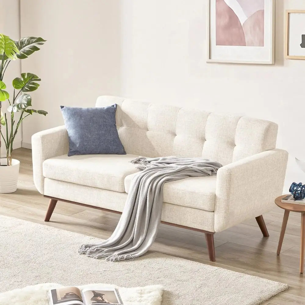 Loveseat Sofa, Century Love Seat Couches, Small Sofa or Living Room, Bedroom, Office, Button Tufted Upholstered Furniture