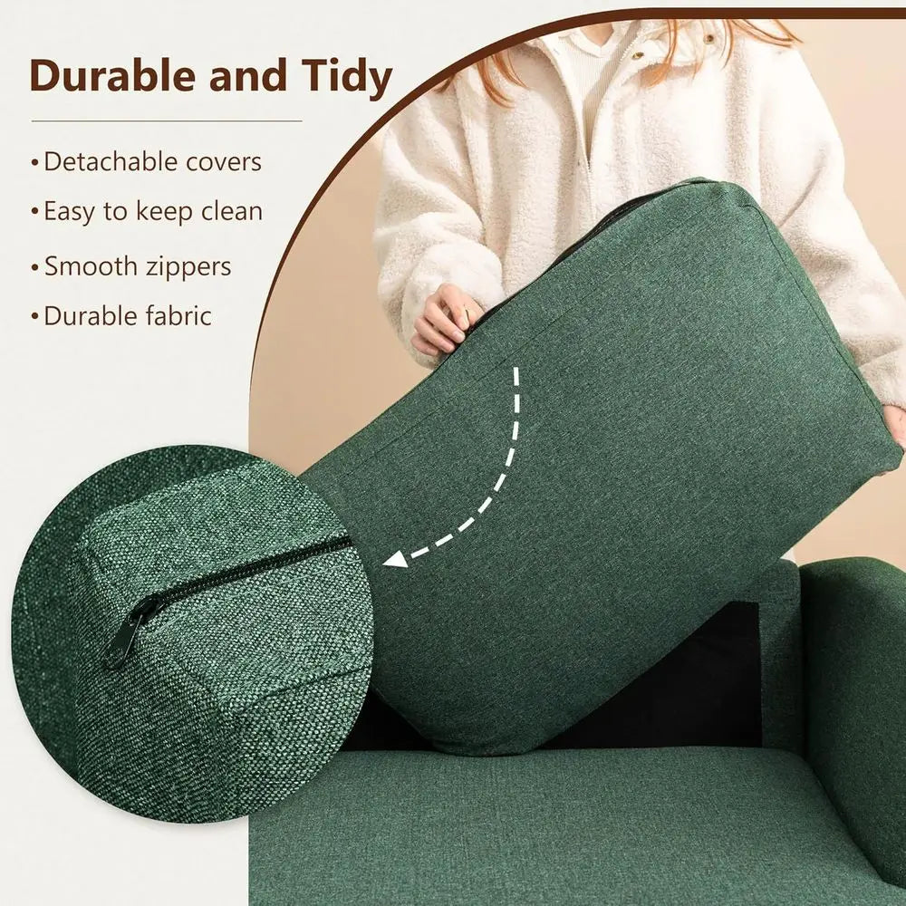 Green 3 Seater Century Sofa, 89" Upholstered Couch with Deep Seats, Armrests, Comfy Furniture or Living Room
