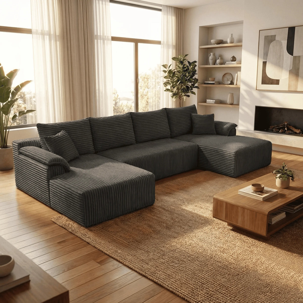 Freely Combinable U-Shaped Modular Sofa, Customizable Splicing Sectional Couch, Multiple Layout Options, High Resilience Cloud Soft Lounge Sofa, Perfect for Living Room, Game Room, Media Room, Small Apartment