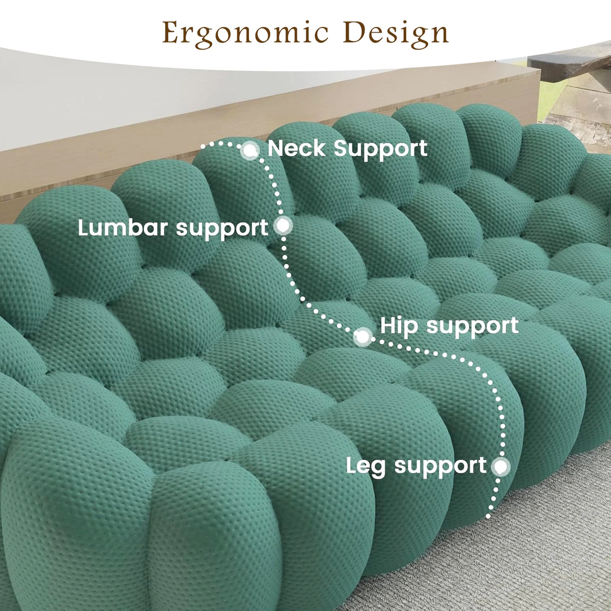 79 inches Orange Bubble Sofa  Modern 3D Honeycomb Fabric Curved Couch, 2 Seater Lazy Sofa for Living Room Bedroom Apartment
