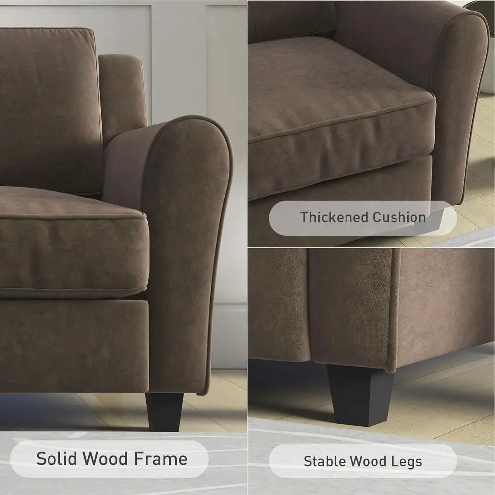 58" Brown Loveseat Sofa Couch or Living Room, 2 Seater Love Seat or Small Spaces, Couches with Thick Cushion
