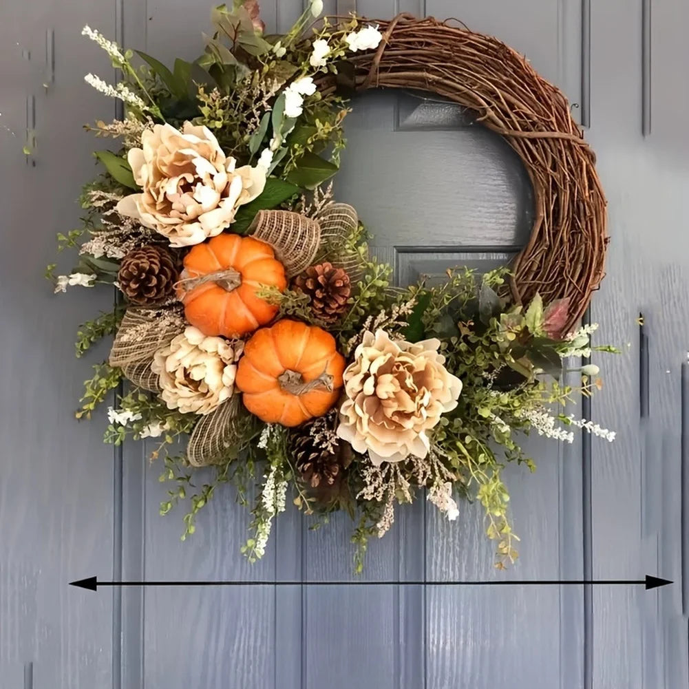 Pumpkin Centerpiece Thanksgiving Wreath Thanksgiving Decor Pumpkin Decoration Maple Leaves Silk Flowers For Front Door
