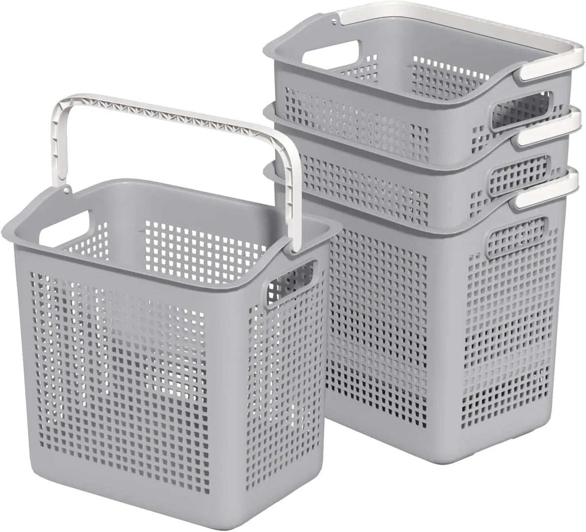 40L Plastic Laundry Hamper, 4-Pack Laundry Basket with Handle