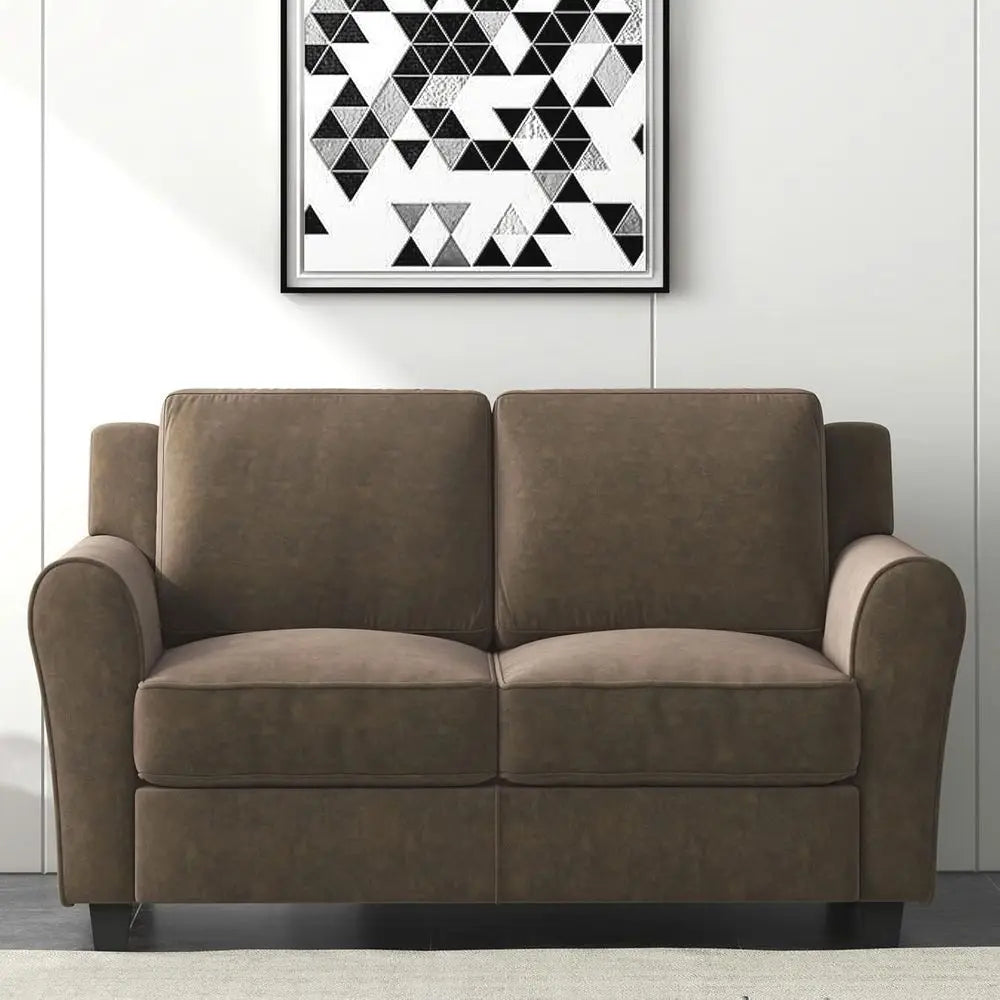 58" Brown Loveseat Sofa Couch or Living Room, 2 Seater Love Seat or Small Spaces, Couches with Thick Cushion