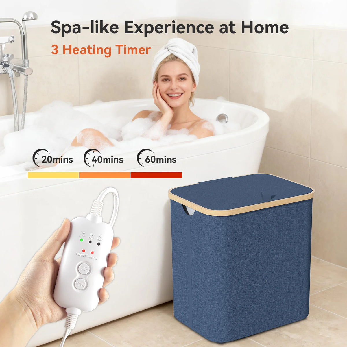 38L Foldable Towel Warmer 2-in-1, 5-Sided Fast Heating Towel Heater Basket with 20/40/60min Timer, Removable Heating Liner, Overheat Protection for Bathroom Laundry Room