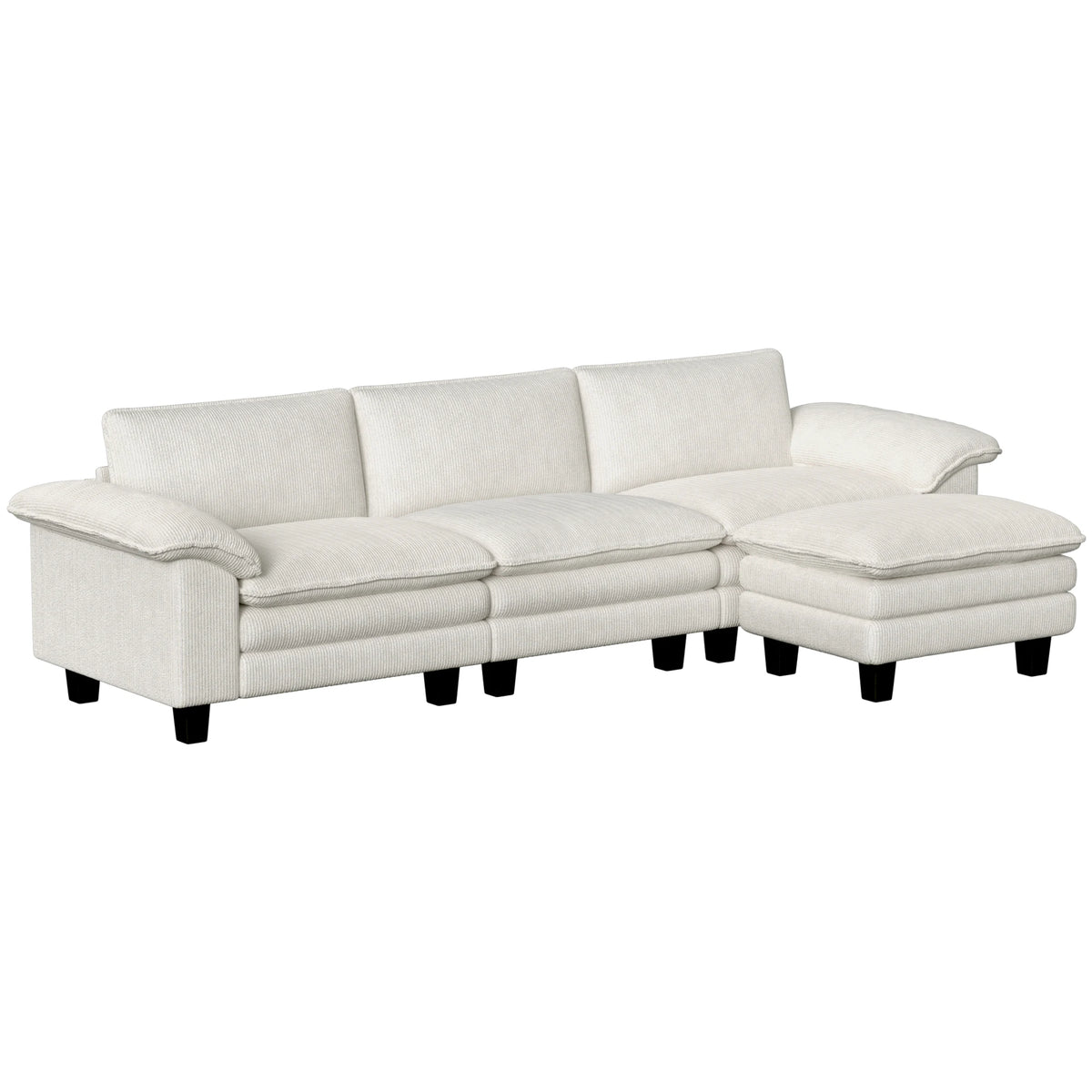 Modular Sectional Sofa Couch, 124" Oversized Cloud Couch, Beige