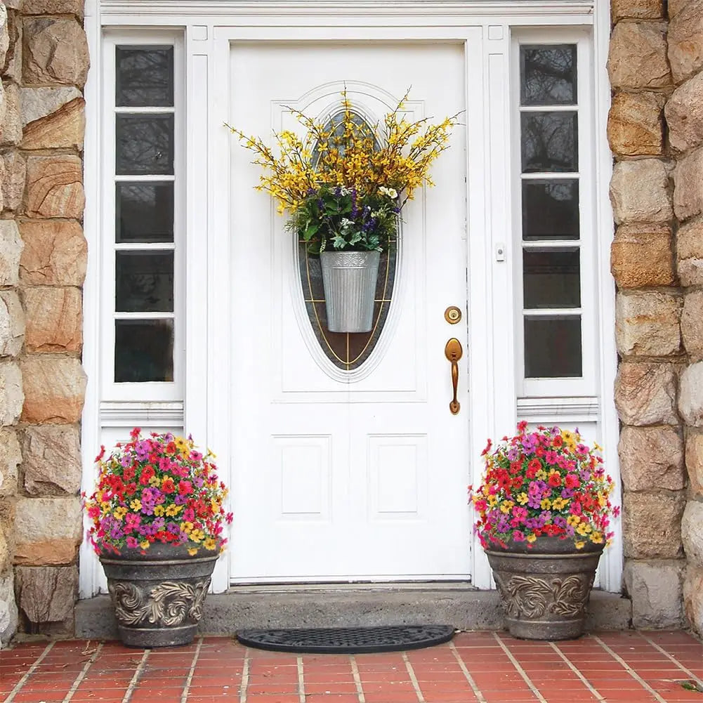 Artificial Flowers with Ground Stakes for Outdoors 2pcs UV Resistant Faux Topiary Ball Plants for Garden Porch Patio Yard Decor Planters And Landscaping