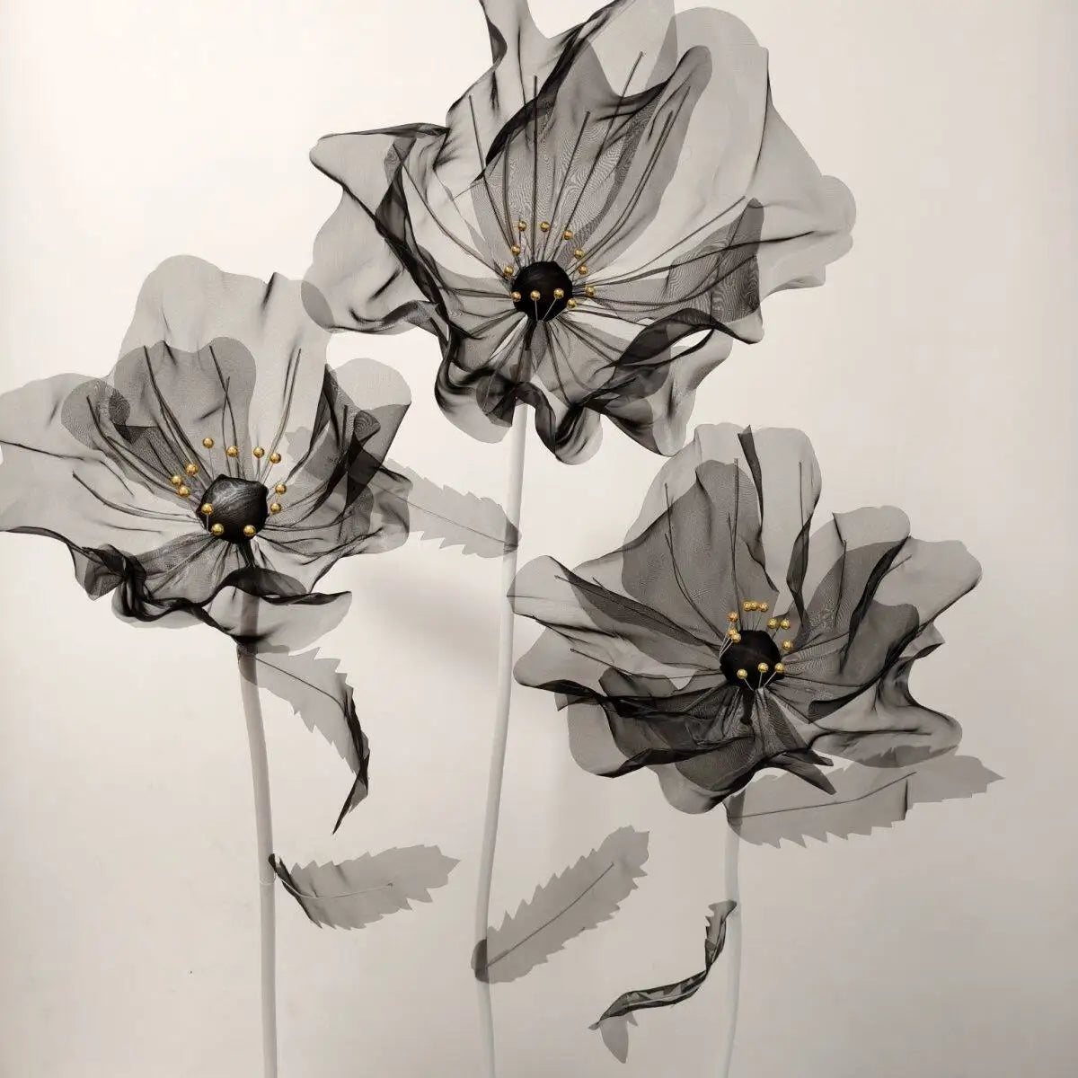 160cm Large Black Silk Poppy Artificial Flowers Wedding Decor Props Road Lead Flower Window Display Garden Yard Home Decoration