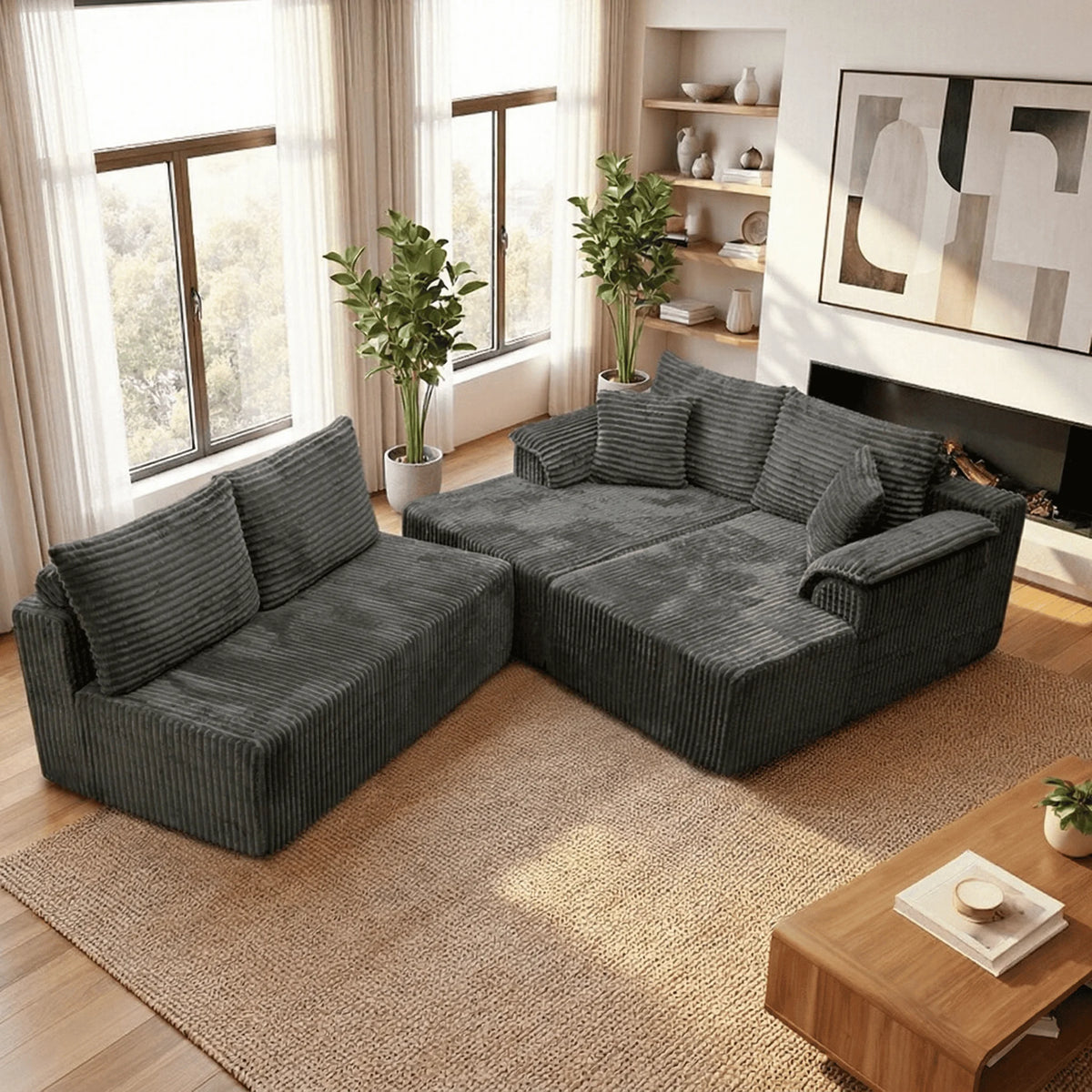 Freely Combinable U-Shaped Modular Sofa, Customizable Splicing Sectional Couch, Multiple Layout Options, High Resilience Cloud Soft Lounge Sofa, Perfect for Living Room, Game Room, Media Room, Small Apartment