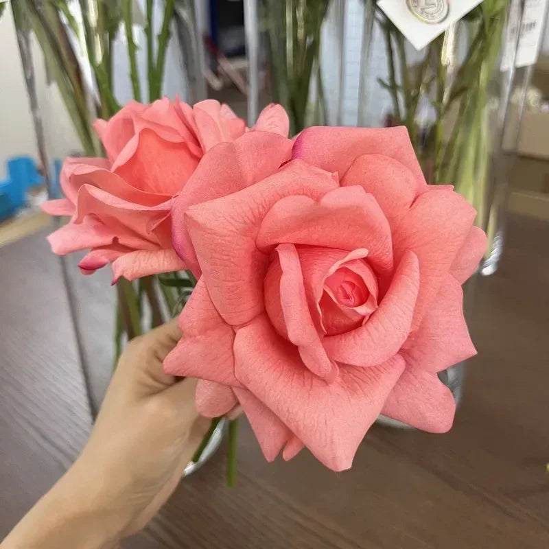 10Pc Moisturizing Rose Real Touch Artificial Flowers Wedding Decor Flower Arrangement Bridal Bouquet Home Party Event Decor Rose