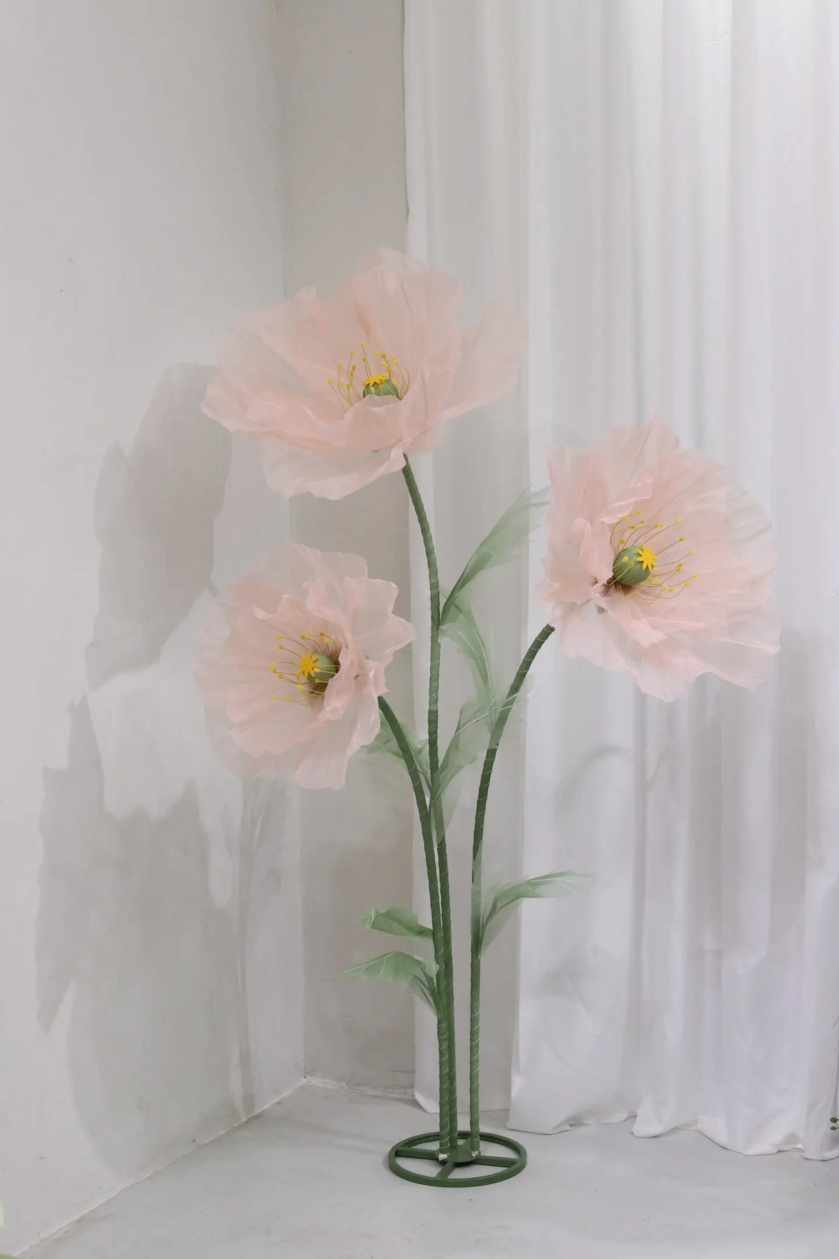 Waterproof Giant Silk Decorative Poppy Big Artificial Flowers Wedding Road Lead Flower Backdrop Decoration With Stand Home Decor