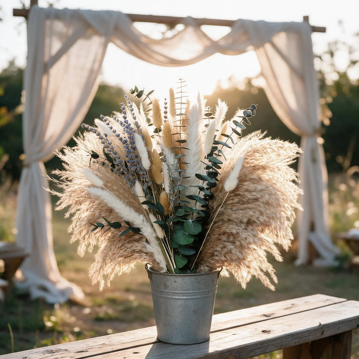 92PCS Pampas Grass Bouquet 17.5in Mixed Dried Flowers Natural Broomcorn Bunny Tails Eucalyptus Craspedia Reed Grass Baby's Breath Boho Wedding Home Decor Farmhouse Table Centerpiece Vase Filler Rustic Fall Vase Not Included