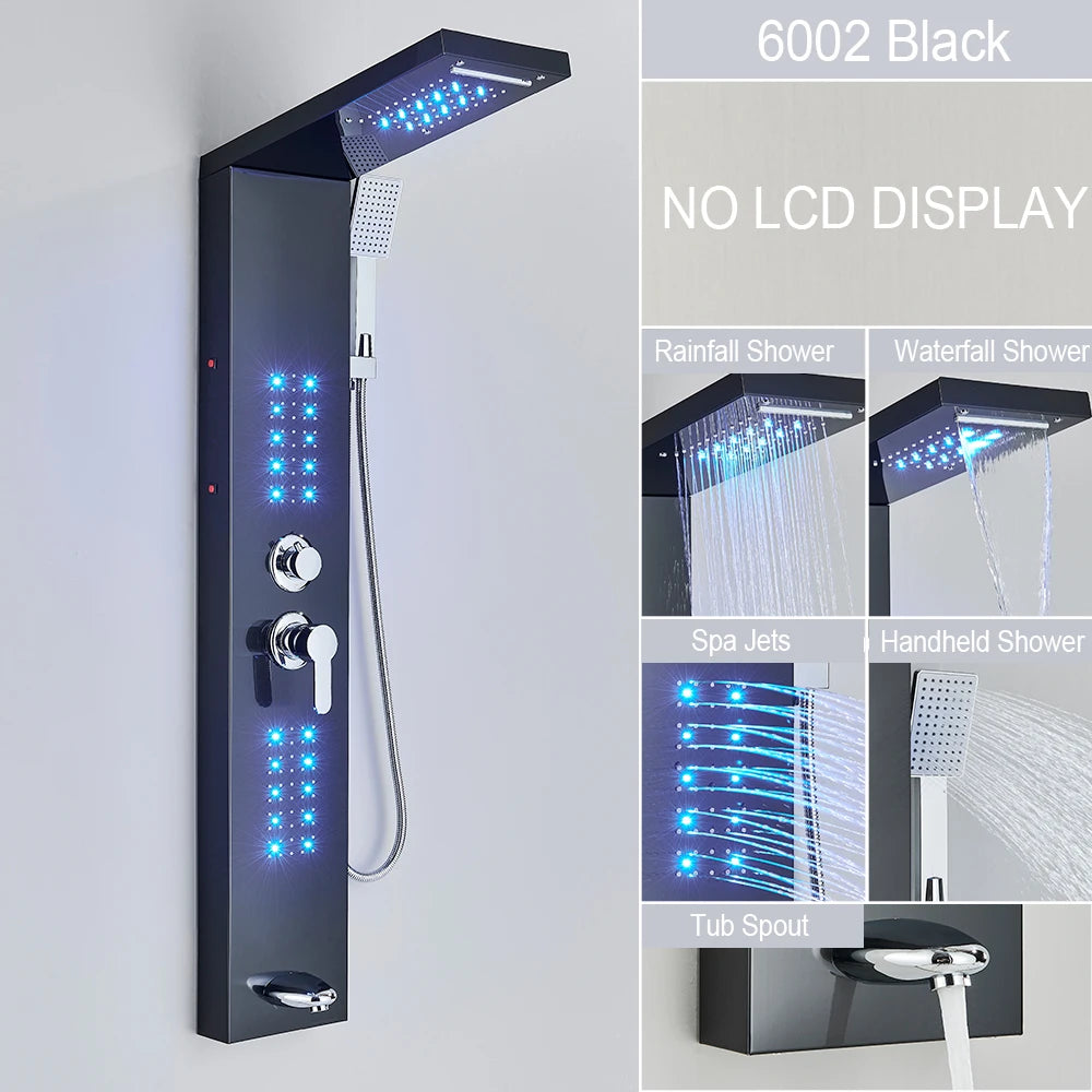 Bathroom Shower Panel LED Light Bathroom Faucet Hot & Cold Rainfall Mixer Tap Modern Bathroom Faucet Shower Column For Bath