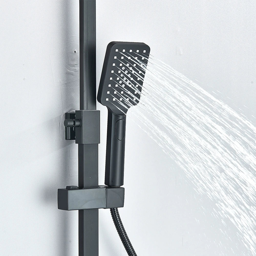 Black Smart Thermostatic Shower Faucet Set Bathroom Intelligent Rainfall Digital Mixer Tap With Rack and Bidet Bath System