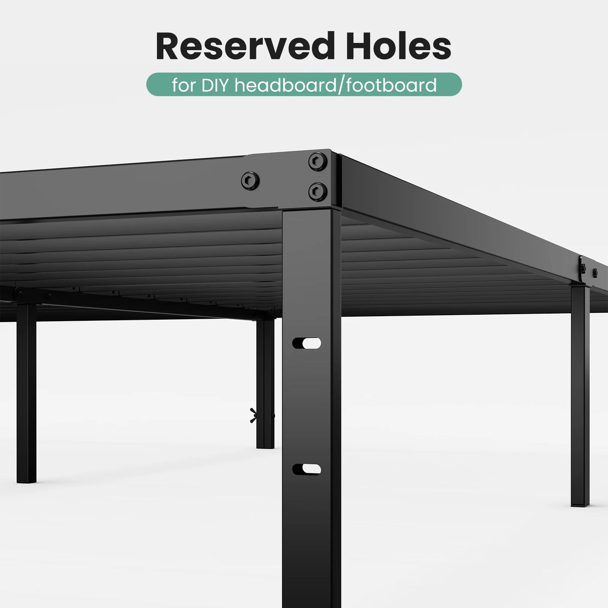 Metal Platform 16IN Tall Basic Bed Frame Sturdy Steel Heavy Duty with Storage Space Bedroom Frames Slat Support For Home