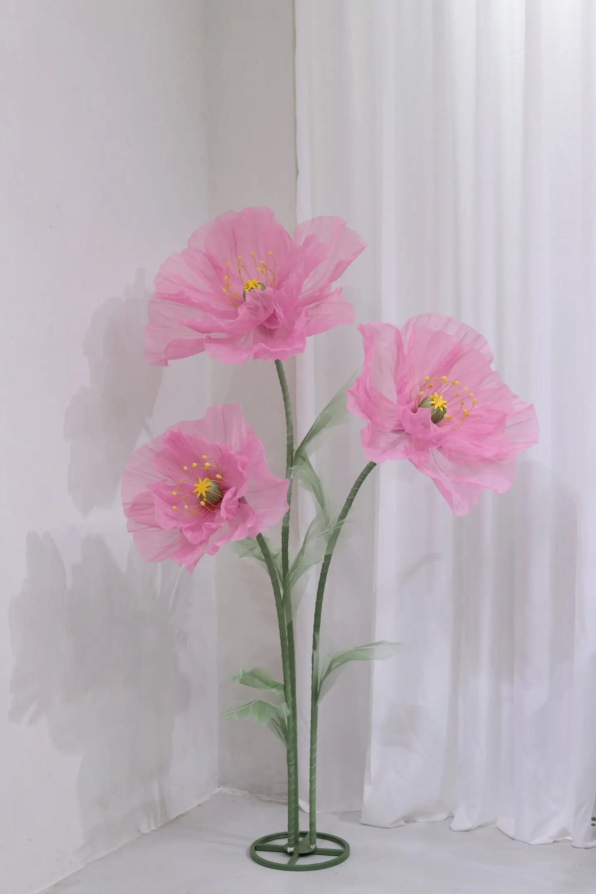 Waterproof Giant Silk Decorative Poppy Big Artificial Flowers Wedding Road Lead Flower Backdrop Decoration With Stand Home Decor